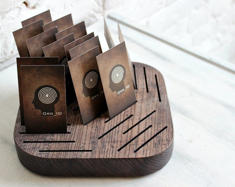 Vertical Card Holder Wooden Card Stand. Desk Organizer Etsy