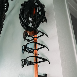 Eco-Friendly Wooden Cycling Gear Station - Customizable, Minimalist, and Functional