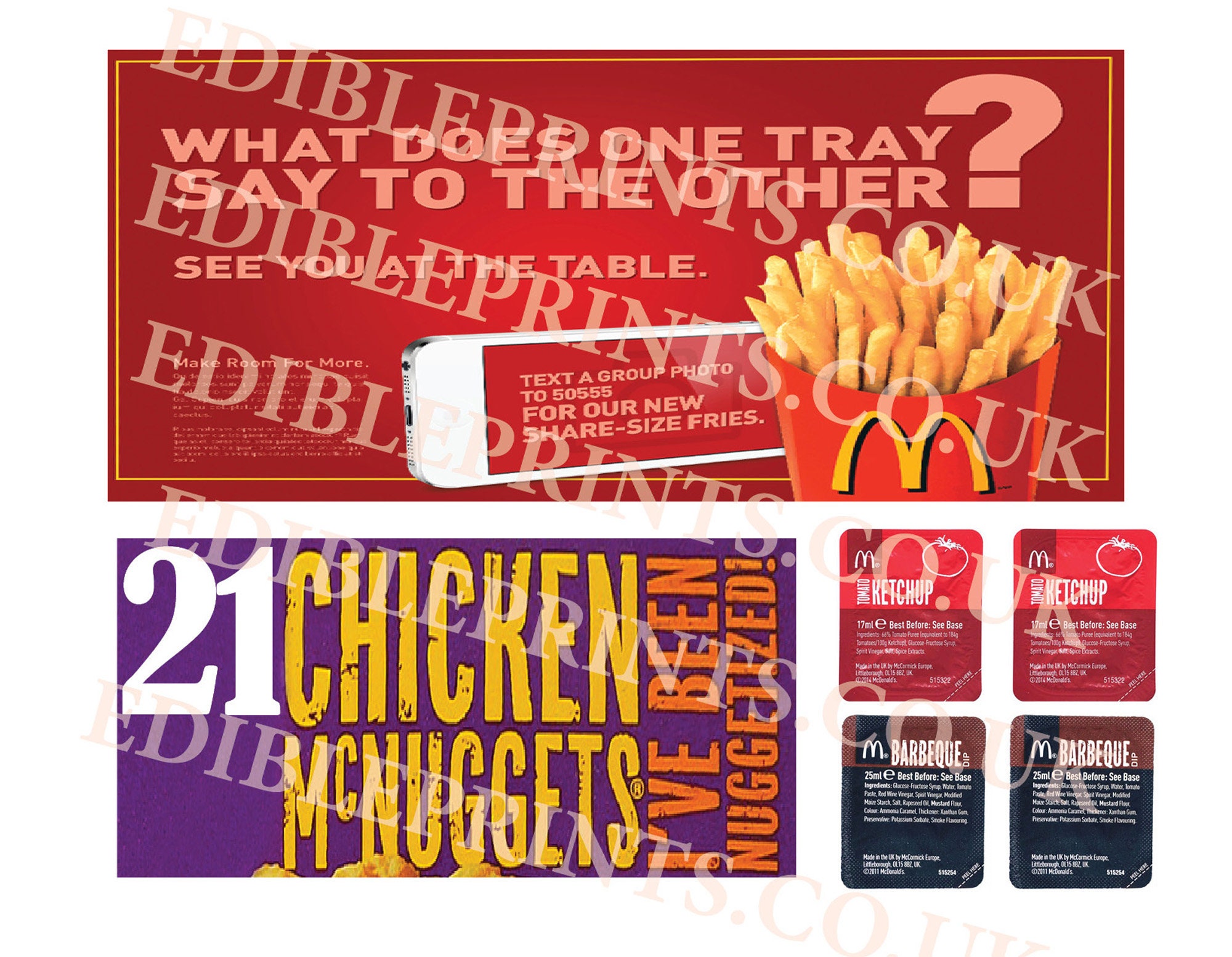 Edible Labels for McNuggets / Mcdonalds cake. Personalised with age. Printed to icing or wafer (rice) card (UK seller)
