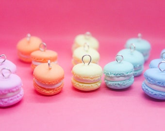 Food Jewelry Pastel Macaron Charm, Food Necklace, Polymer clay jewellery, Dessert lover gift, Foodie gift