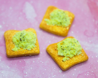 Scrambled Egg on Toast Charm: Miniature Polymer Clay Food Jewelry