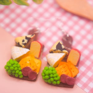 Food Jewelry Charcuterie Board Cheese Drop Earrings, Quirky Earrings, Miniature Food, Foodie gift, Clay earrings, Gift for sister
