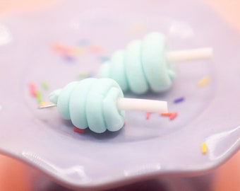 Blue Candyfloss Charm, Fake Food, Polymer Clay Jewllery, Kawaii Necklace, Miniature Food