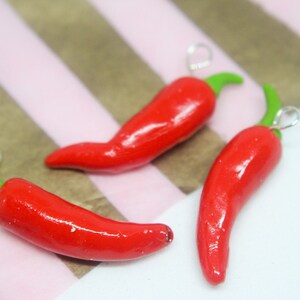 Food Jewelry Red Chilli Pepper Charm, Food Necklace image 2