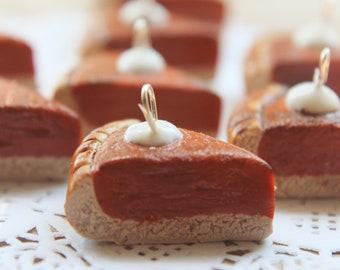 Pumpkin Pie Charm: Miniature Food Jewelry, Thanksgiving Gift