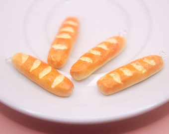 Baguette Charm Necklace: Miniature Food Jewelry, Polymer Clay, Baking Gift