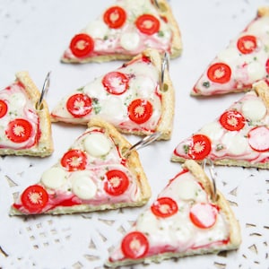 Margherita Pizza Slice Charm: Handmade Polymer Clay Food Jewelry