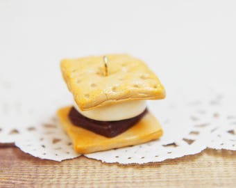 Handmade Polymer Clay S'mores Charm: Food Jewelry