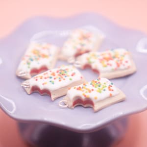 TOASTER TART CHARM, Pop charm, Comida de arcilla polimérica, Joyería de comida en miniatura, Charm para el desayuno, Comida falsa