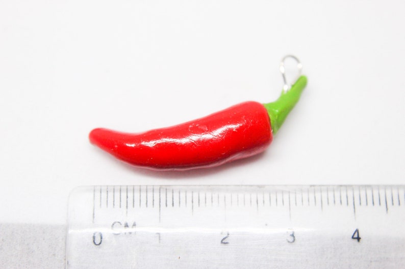 Food Jewelry Red Chilli Pepper Charm, Food Necklace image 5