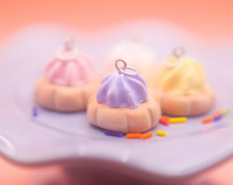 Iced Gem Biscuit Charm, Fake Food, Polymer Clay Jewllery, Kawaii Necklace, Miniature Food