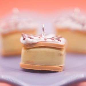 Food Jewelry Vanilla Slice Charm, Polymer clay jewellery, Miniature food charm, Foodie gift
