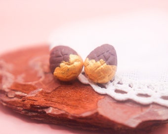 Food Jewelry Handmade Easter Chocolate Egg Stud Earrings, Colourful Earrings, Chocolate Lover Gift, Miniature Food Charm