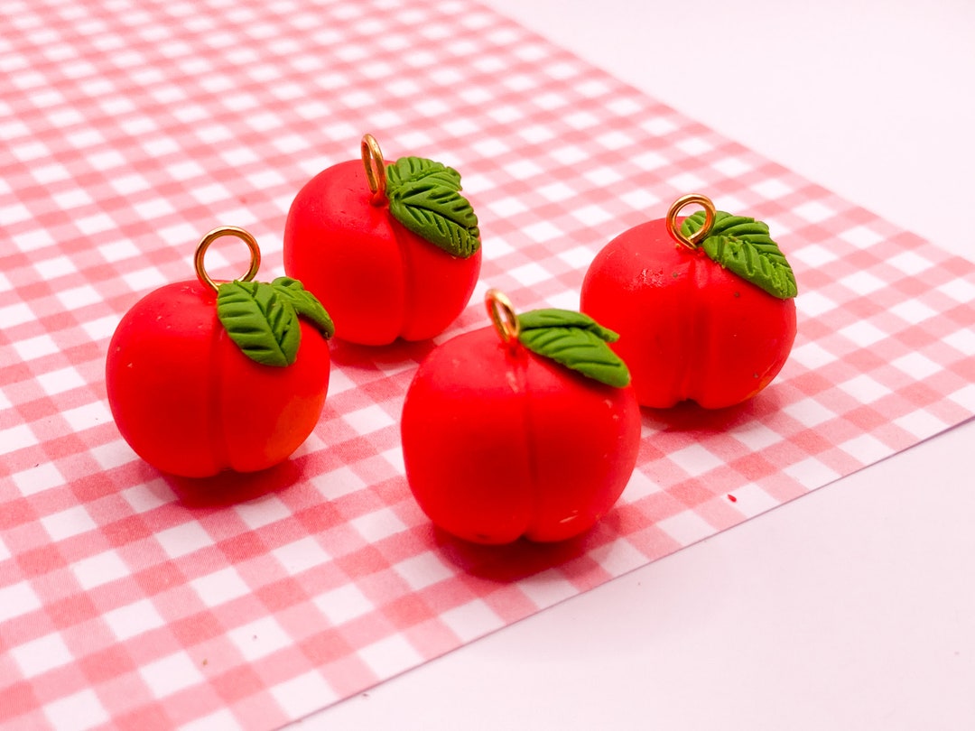 Peach Charm: Polymer Clay Miniature Food Jewelry - Etsy