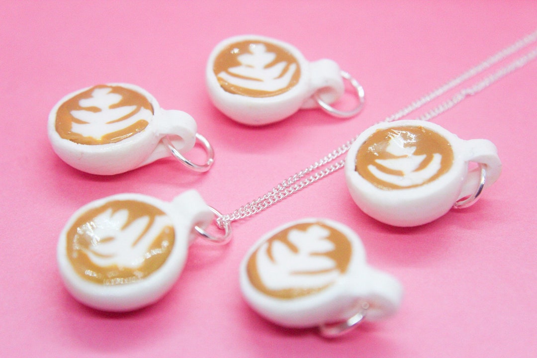 Food Jewelry Miniature Cup of Coffee Charm, Miniature Food Jewellery