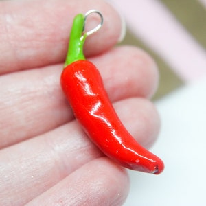 Food Jewelry Red Chilli Pepper Charm, Food Necklace image 4