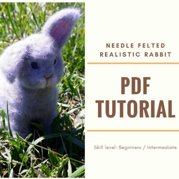 Needle felted rabbit PDF for beginners and intermediate Felt bunny animal pattern