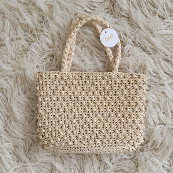 Beaded Straw Handbag Made in Japan