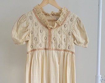 Rare Country Fair Laguna Beach Dress/Vintage Size Small/Empire Waist/Puff Sleeve