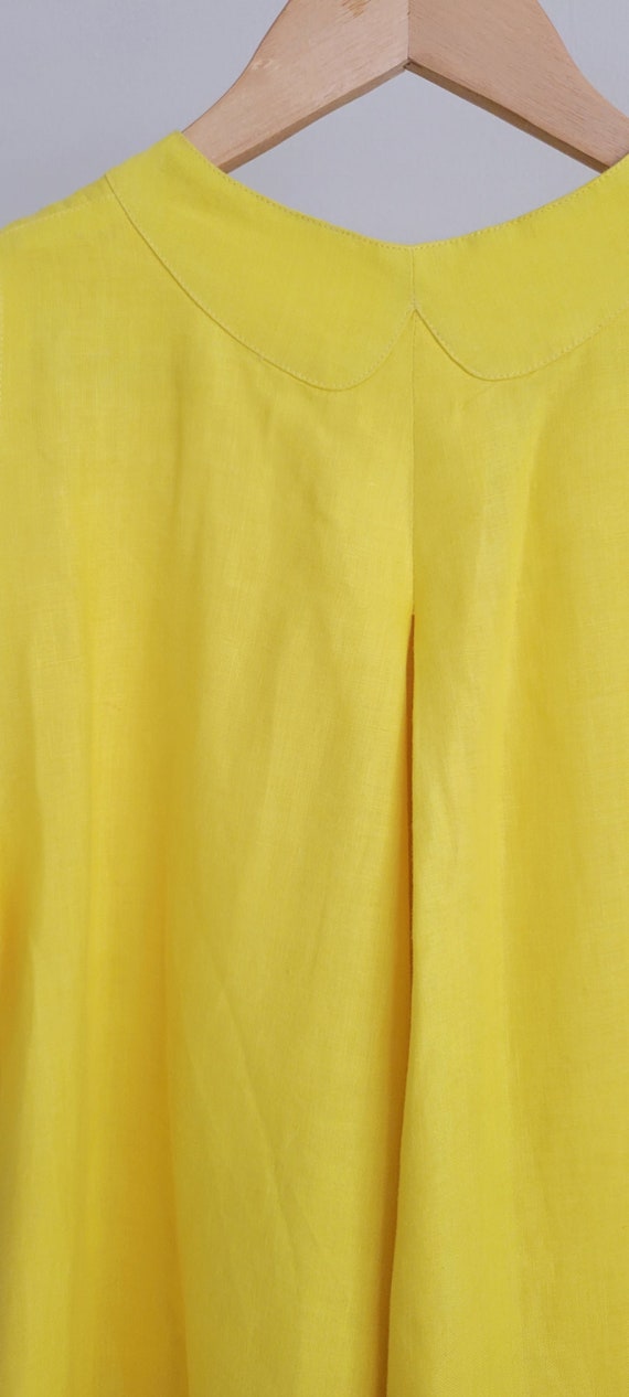60s Bergdorf Goodman Yellow Linen Swing Dress/ Ma… - image 7
