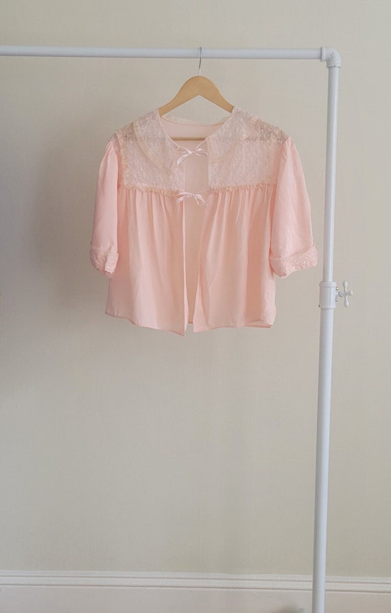 Vintage Ruffled Pink Bed Jacket