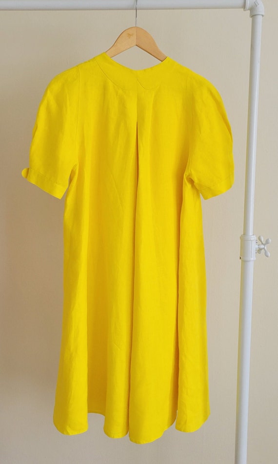 60s Bergdorf Goodman Yellow Linen Swing Dress/ Ma… - image 6