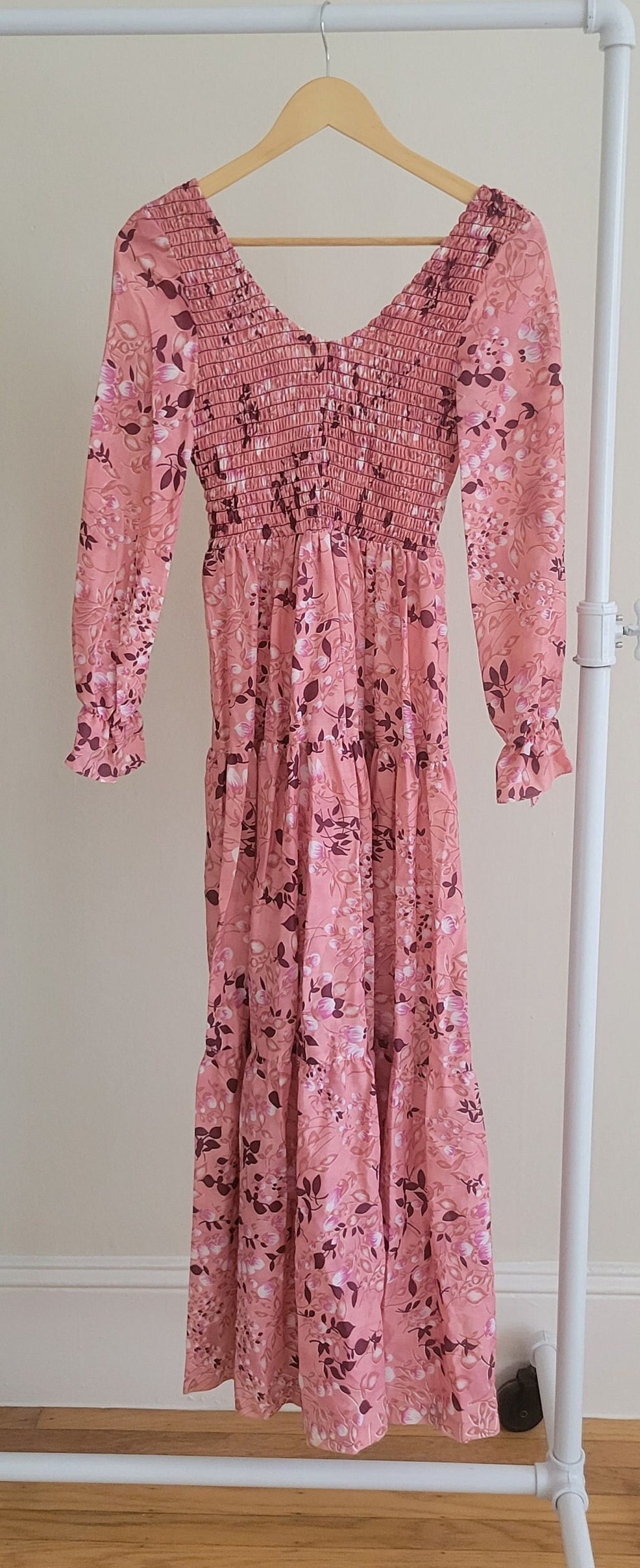 Vintage 1970s Rose Print Romantic Maxi Dress | XS/S main image 1