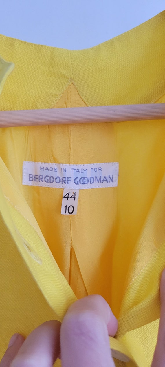 60s Bergdorf Goodman Yellow Linen Swing Dress/ Ma… - image 2