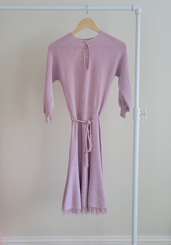 60s Lavender Knit Midi Dress with Dolman Sleeve