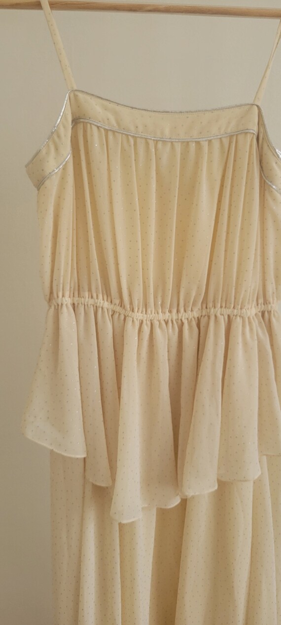 Vintage Peplum Soft Yellow Maxi with Silver Trim/… - image 4