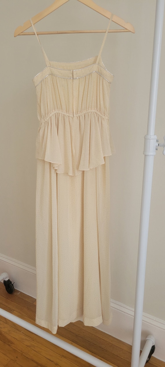 Vintage Peplum Soft Yellow Maxi with Silver Trim/… - image 7