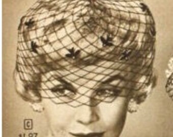 Vintage 1950s Brown Velvet Bow Fascinator Veil - Etsy display picture 3