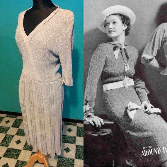 SALE 1930's Light Blue Knit Dress - image 1