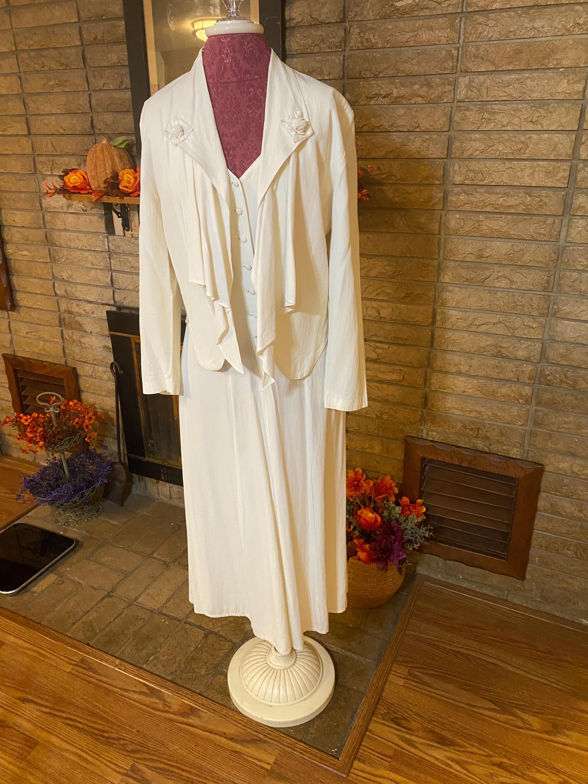 Vintage Wild Rose Cream Panel Dress With Matching Jacket Size 6 - Etsy