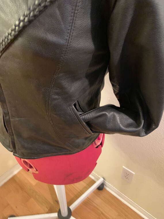 Biker Leather Motorcycle Jacket Womens Black Xele… - image 5