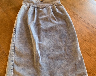 1980s Vintage High-Waisted Denim Pencil Skirt
