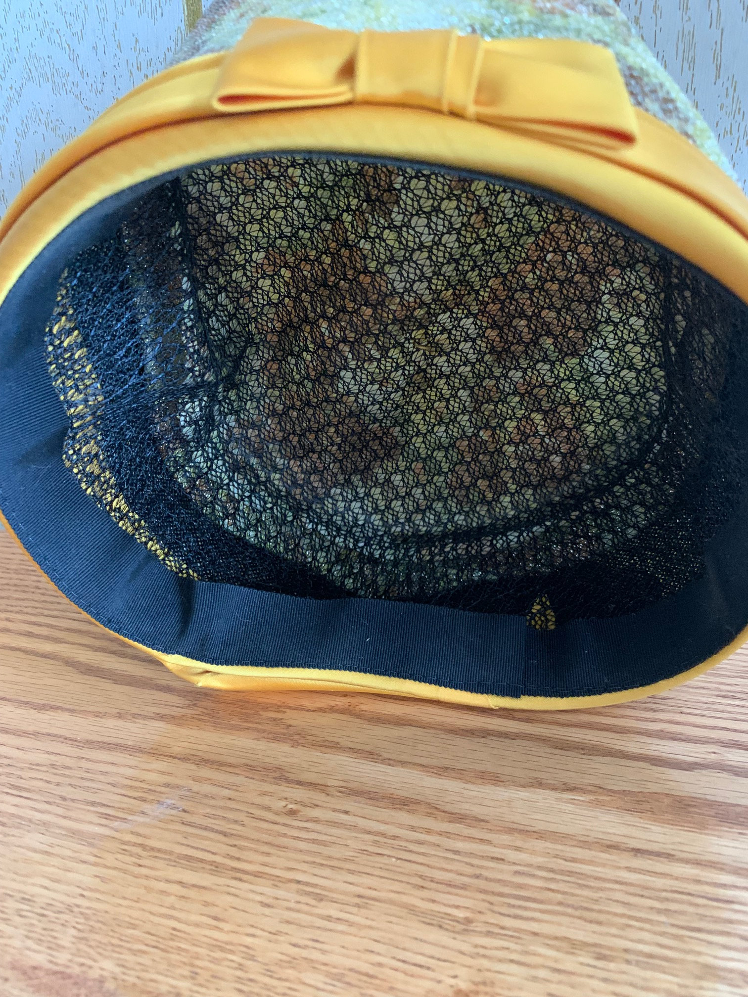 Vintage 1960’s metallic gold floral brocade Tall beehive Pill Box Hat Vintage 1960s Brocade Toque Hat: Metallic Floral Pillbox  main image 3