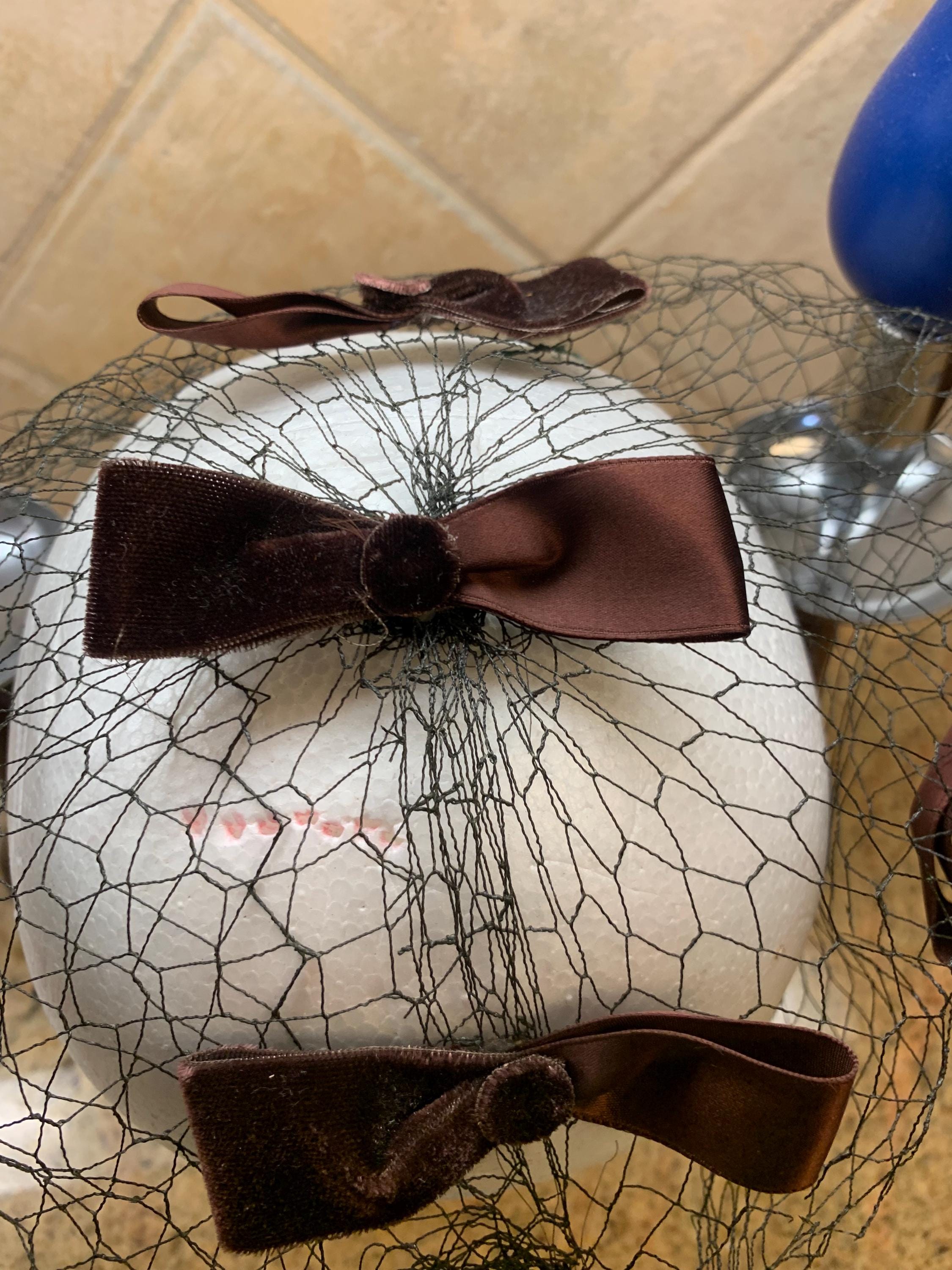 Vintage 1950s Brown Velvet Bow Fascinator Veil - Etsy