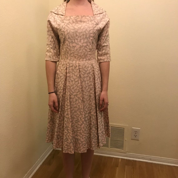 1950's Vintage Beautiful Pink and Cream  Dress - image 1