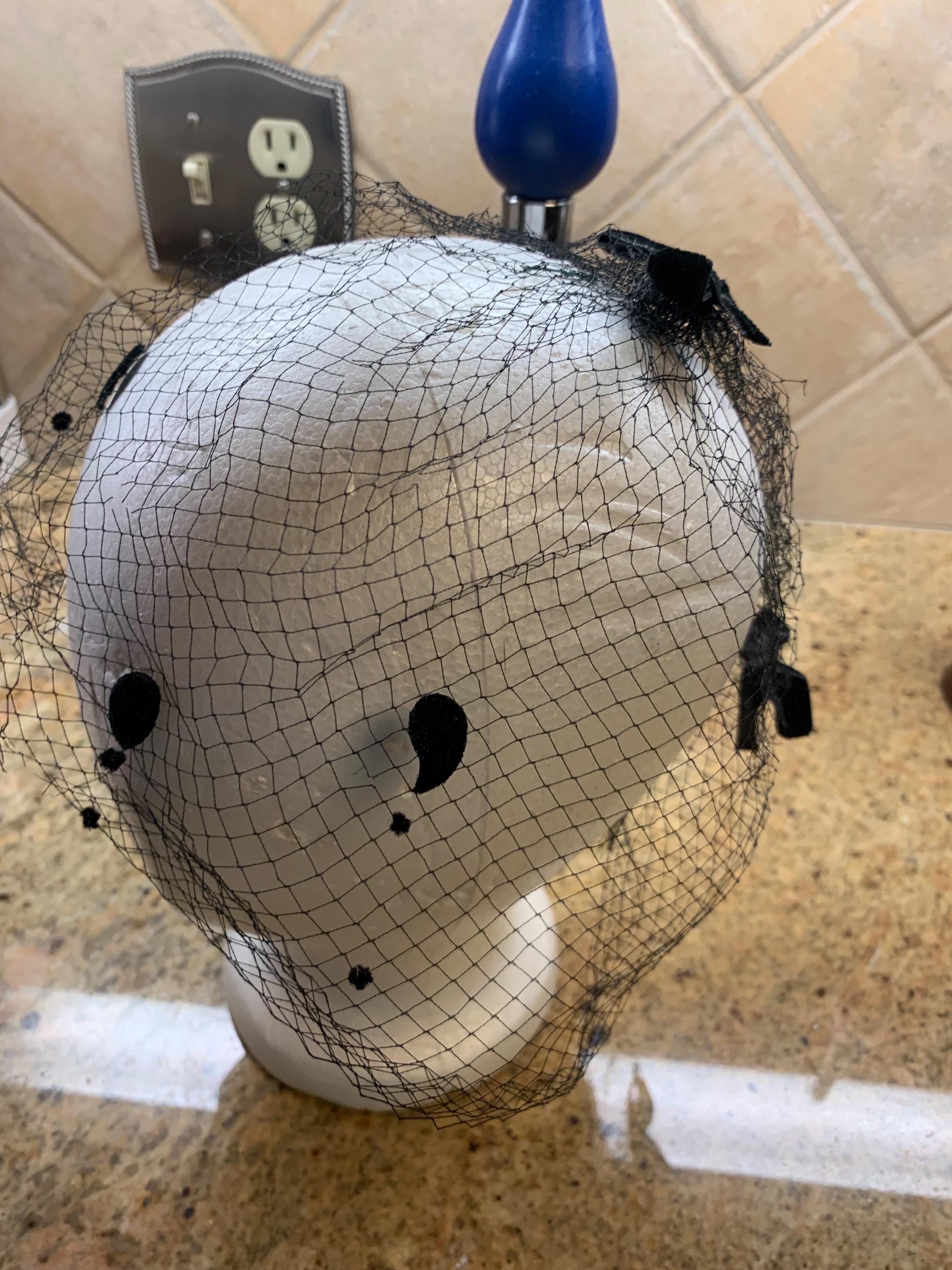 Boston Proper Vtg 80’/50s black & White Polkadot bow Veiled Fascinator 1950s Black Bow Fascinator Veil: Velvet Polka Dot Whimsy  main image 2