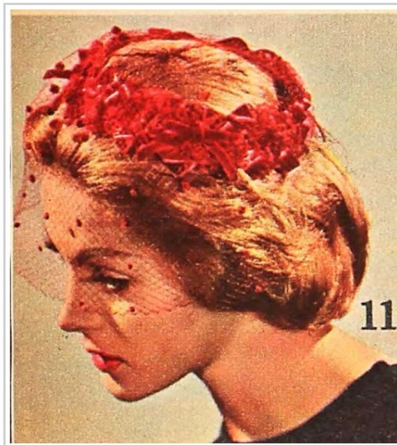 Vintage Black Half Hat with Dotted Netting - image 10