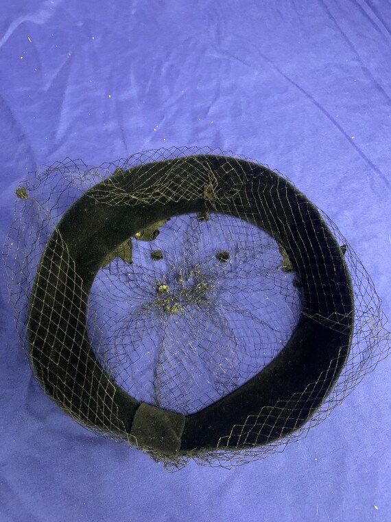 Vintage Black Half Hat with Dotted Netting - image 9