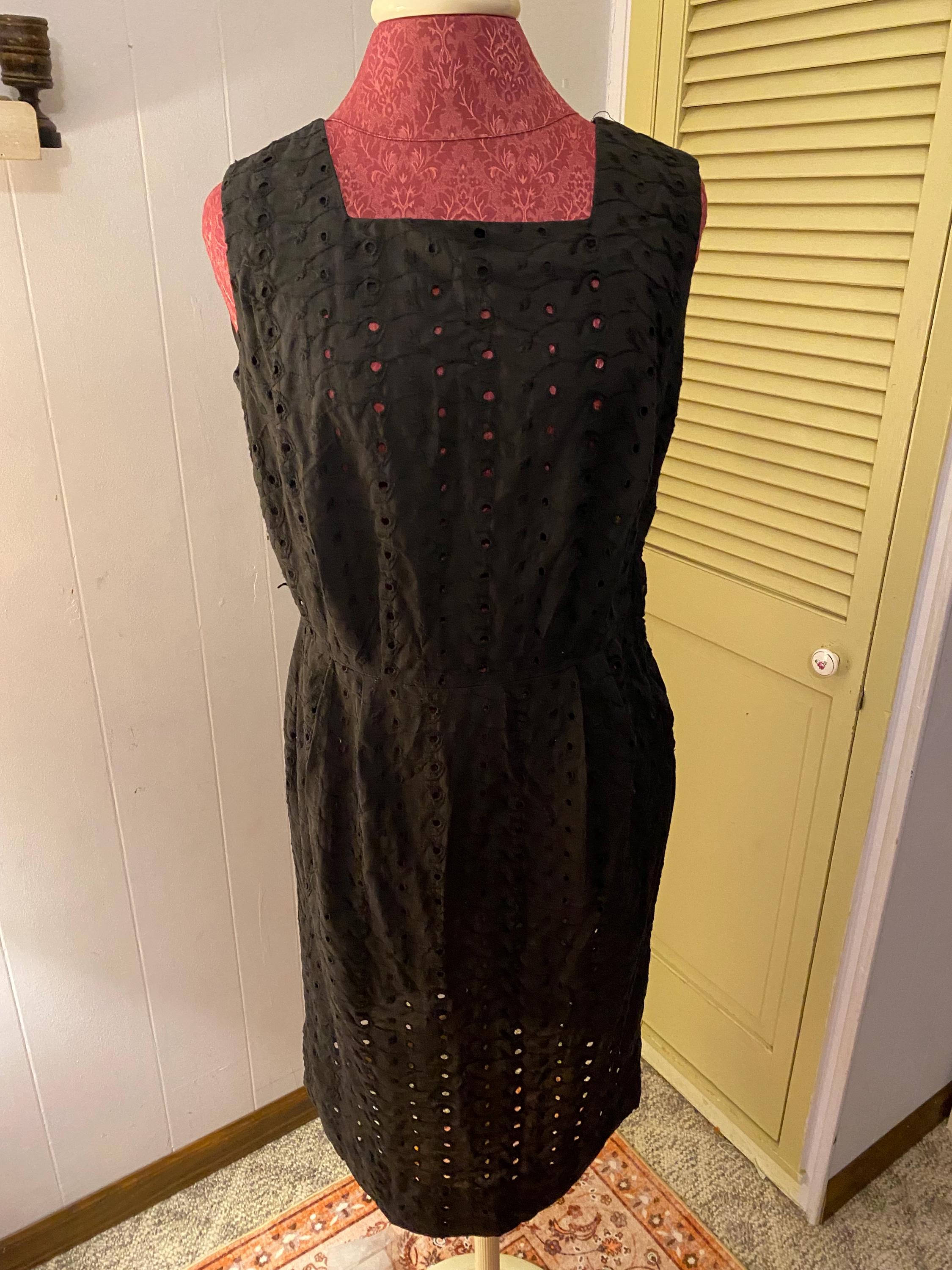 1950s Black Eyelet Lace Dress with Bolero Jacket, Martha Manning Original