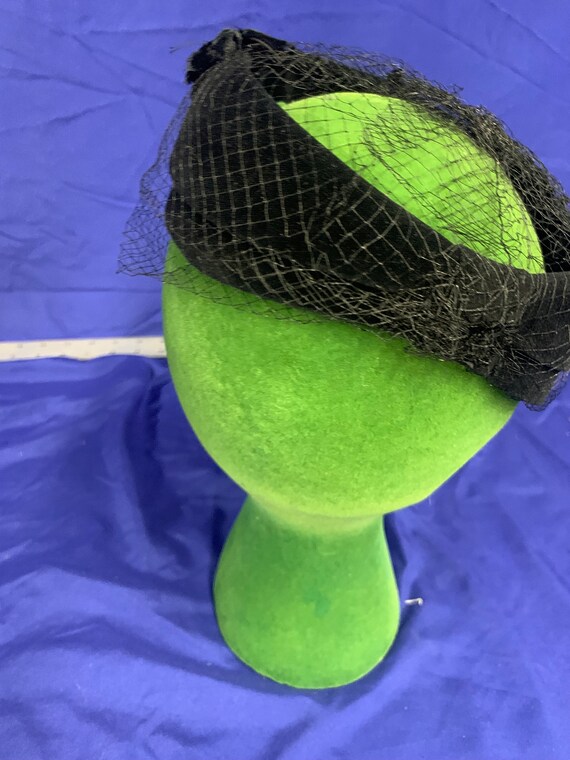 Vintage Black Half Hat with Dotted Netting - image 8