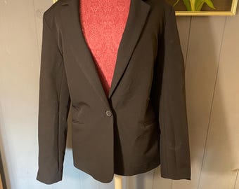 Vintage Nine West Black Blazer Size XL Tailored Notch Lapel Classic Professional Career Wear Jacket Plus Size Workwear