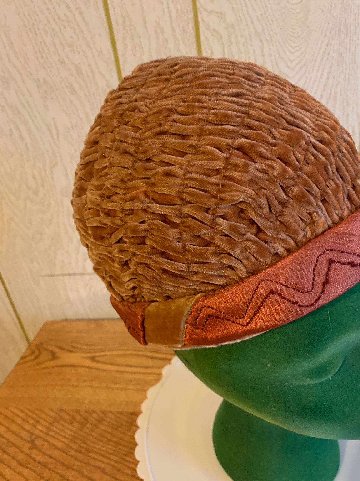 1960s Ruched Brown Velvet Bucket Hat: Copper Silk Trim - Etsy