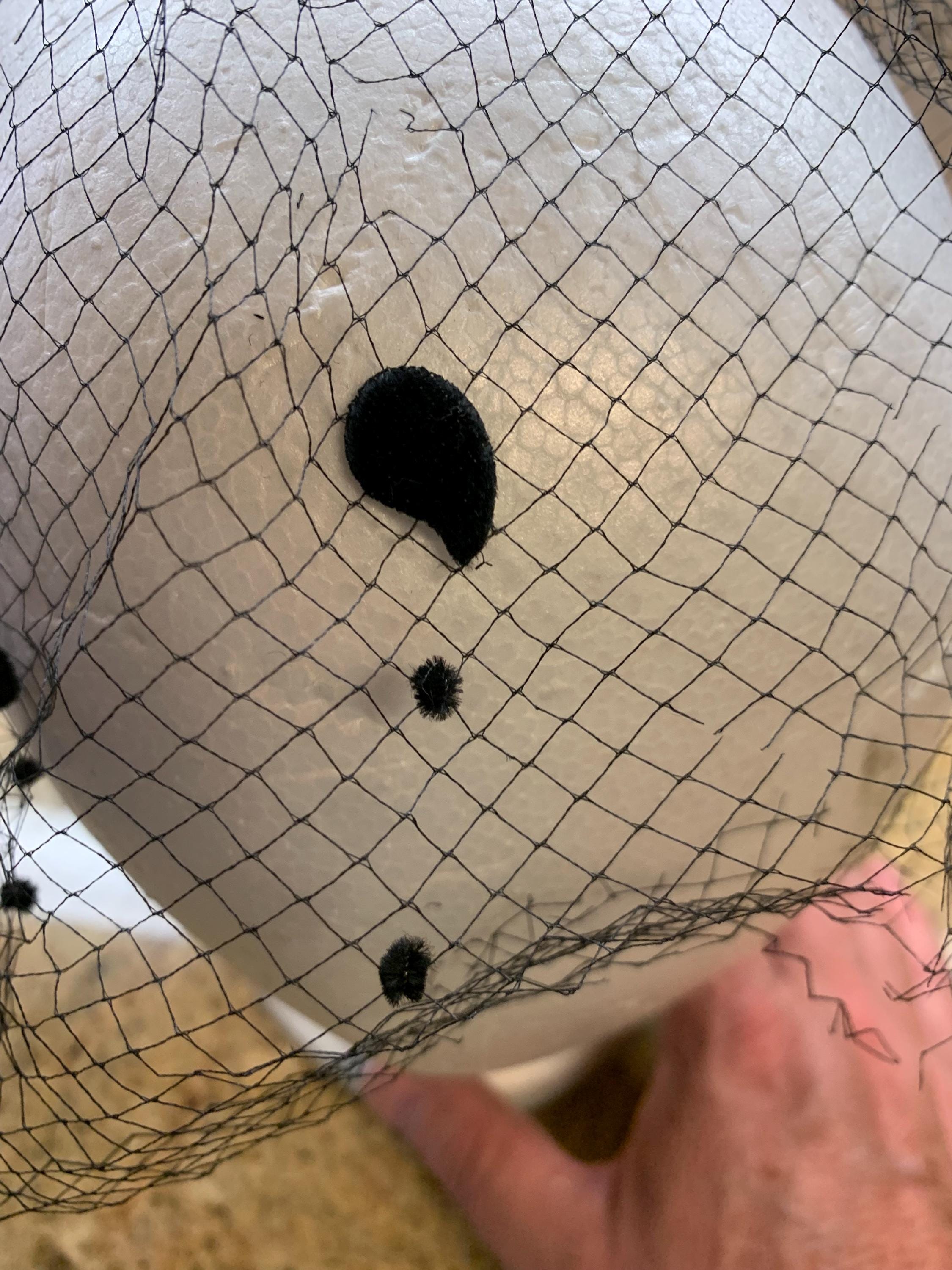 Boston Proper Vtg 80’/50s black & White Polkadot bow Veiled Fascinator 1950s Black Bow Fascinator Veil: Velvet Polka Dot Whimsy  main image 4