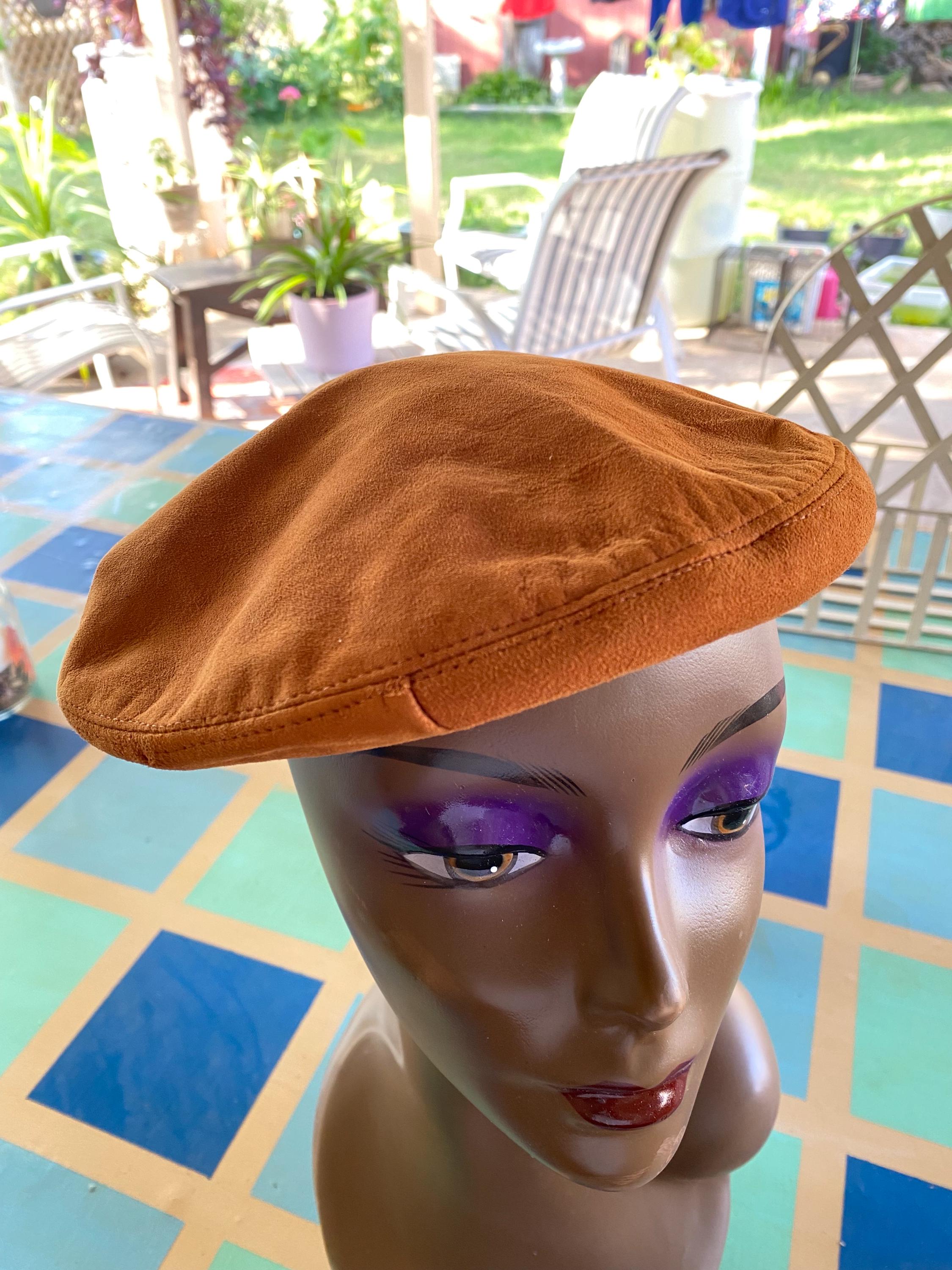 Vintage 1960s The Blum Store Chocolate Suede Beret Newsboy‎ Cap Hat Size 22.5 Holzkary-Men-s-Newsboy-Hat-  main image 4