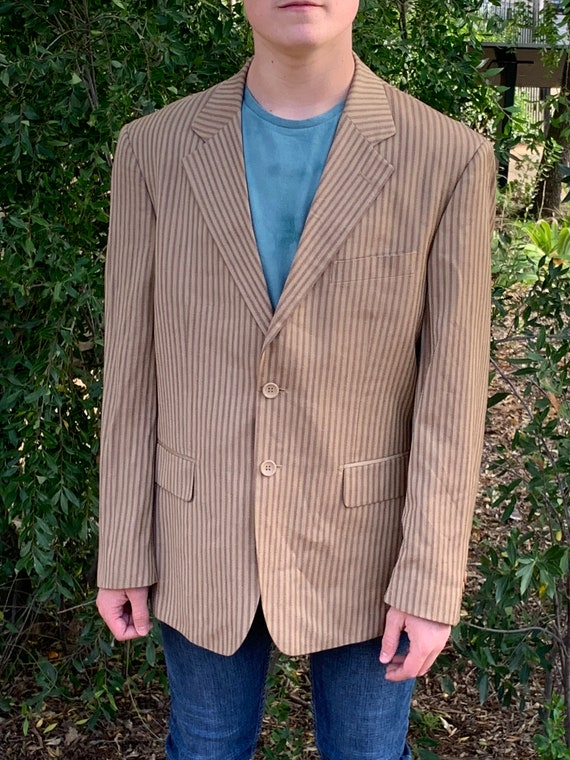 Mens Rizzoli Jacket Size 42 Brown and Tan Striped - image 1
