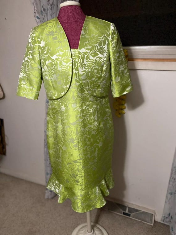 1950s Inspired Lime Green Dress & Jacket Set - Vintage Style Brocade - Etsy  Canada